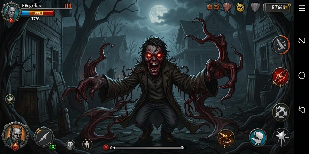 Screenshot gameplay menampilkan suasana Horror yang mencekam.