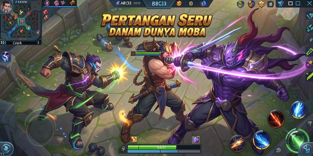 Tampilan utama gameplay mojang MOBA yang seru.