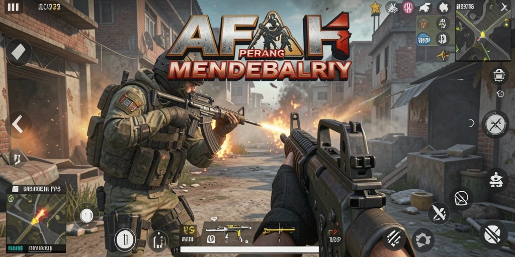 Screenshot gameplay AFAF menampilkan aksi tembak-menembak yang intens dan grafis menakjubkan.