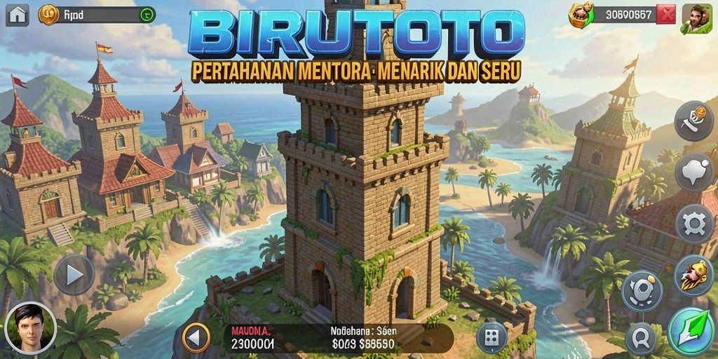 Tampilan gameplay seru untuk menjaga pertahanan dalam BIRUTOTO.