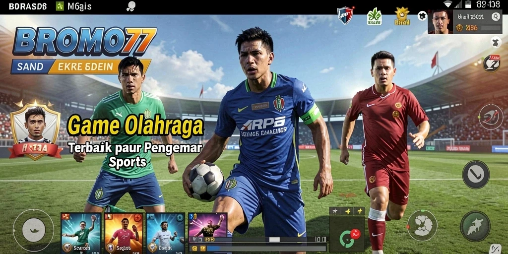Tampilan utama gameplay BROMO77 yang menampilkan aksi olahraga yang seru.