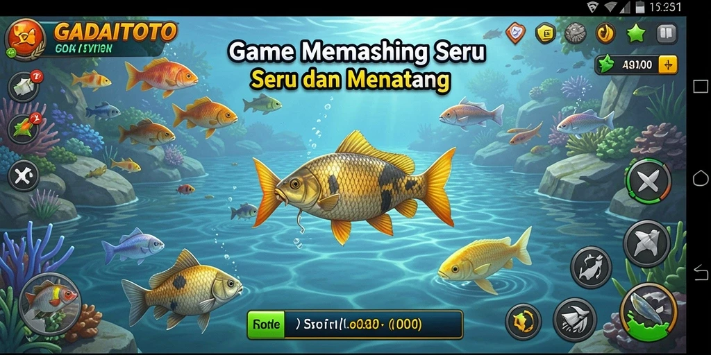 Tampilan menarik dari gameplay GADAITOTO saat memancing ikan.