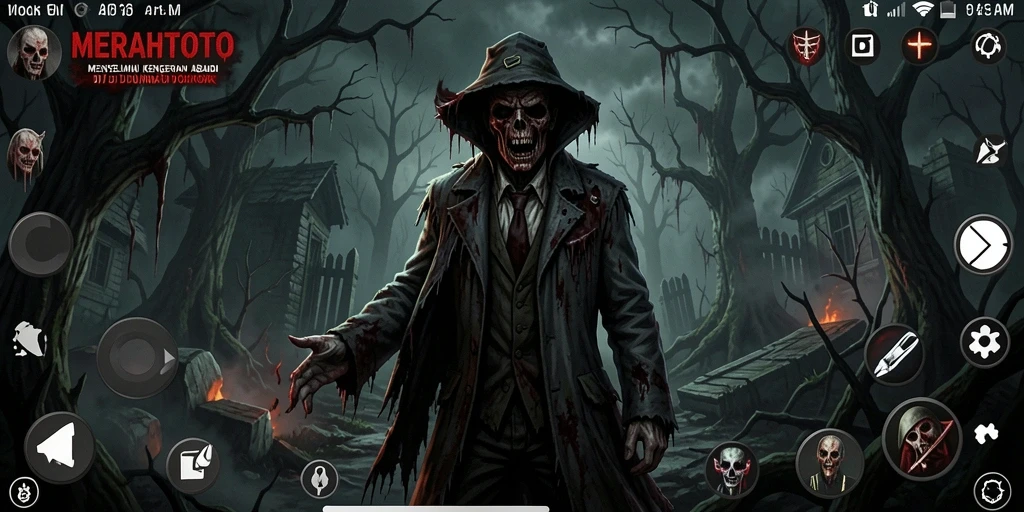 Screenshot menampilkan suasana gameplay horor yang mendebarkan.