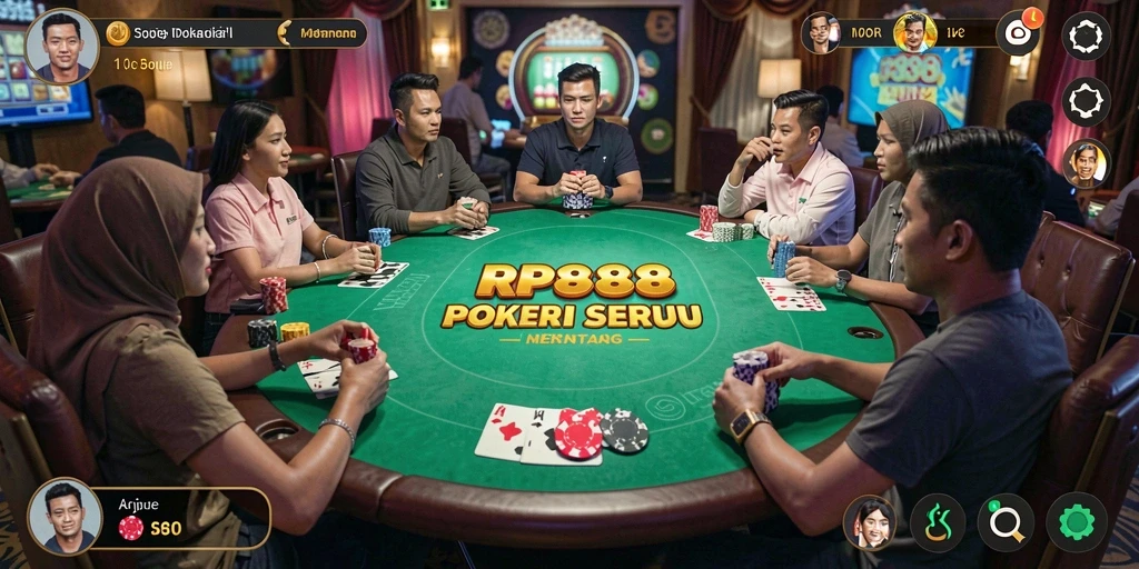 Tampilan gameplay Poker yang seru dan interaktif di RP888.