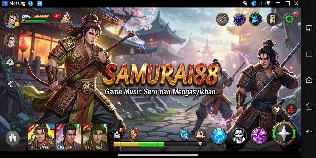 Screenshot <strong>SAMURAI88</strong> menunjukkan gameplay musik yang menyenangkan dan penuh tantangan.