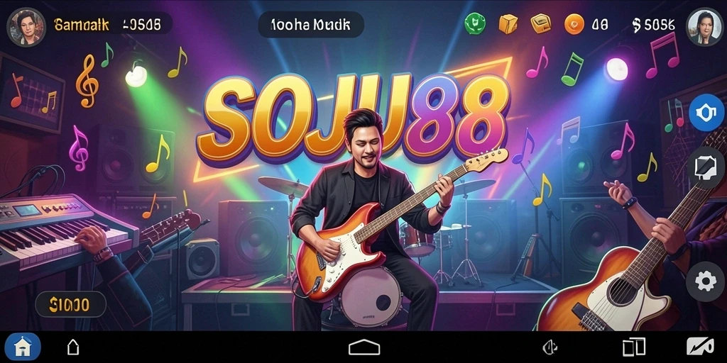 Tampilan screenshot SOJU88 dengan pemain menikmati gameplay musik.