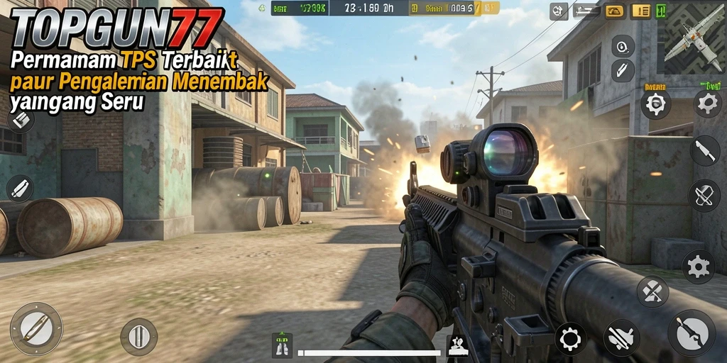 Gambaran mendebarkan gameplay TPS di TOPGUN77.